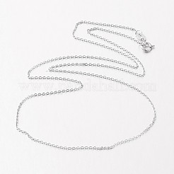Rhodium Plated 925 Sterling Silver Cable Chain Necklaces&nbsp;NJEW-N0048-39-18