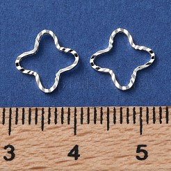 真鍮製フレームコネクター  カドミウムフリー＆鉛フリー  テクスチャードスター  925銀メッキ  10x10x1mm  内径：9x9mm&nbsp;KK-F880-16S-02