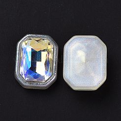 レインボー虹色メッキ アクリル カボション  グリッターカボション  長方形  ホワイト  22x17x7.5mm&nbsp;X-OACR-E011-08