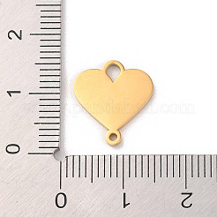 304ステンレススチールハートコネクターチャーム  ゴールドカラー  14x13x1.5mm  穴：2mm&nbsp;STAS-R222-01G