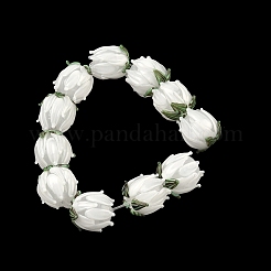 手作りランプワークビーズ  チューリップ  オリーブドラブ  13~14.5x13.5mm  穴：1.4mm&nbsp;LAMP-F041-02-A04