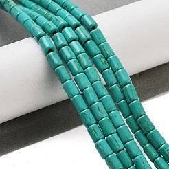 合成ターコイズビーズ連売り  染め  コラム  ライトシーグリーン  6x4mm  穴：1mm  約64個/連  15.5インチ&nbsp;X-TURQ-G120-4x6mm-13