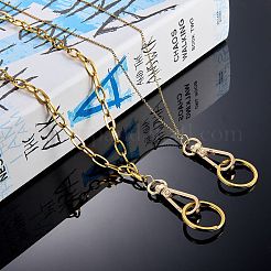 304ステンレススチールアズキチェーンネックストラップランヤード  リングと合金製回転スナップ留め具付き  ID カード ホルダー用 ストラップ ネック ストラップ  ゴールドカラー  460mm&nbsp;HJEW-SW00136-01