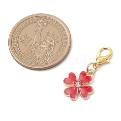 合金エナメルペンダントデコレーション  合金の留め金付き  花  ミックスカラー  28.5mm&nbsp;HJEW-JM04192