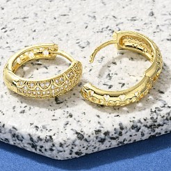 真鍮クリアキュービックジルコニアフープピアス  ハート  18KGP本金メッキ  21x7.5mm&nbsp;EJEW-M047-24G