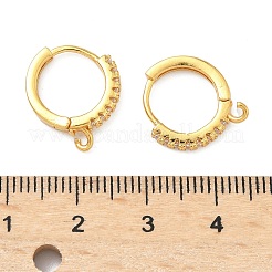 Brass Micro Pave Clear Cubic Zirconia Hoop Earring Findings&nbsp;KK-H532-14B-G