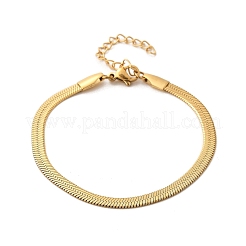 304ステンレススチールヘリンボーンチェーンブレスレット男性用女性用  ゴールドカラー  ワイド：4mm  6-1/2インチ（16.5cm）&nbsp;BJEW-D450-01G-02