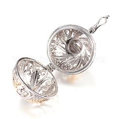 Rack Plating Brass Cage Pendants&nbsp;KK-R036-14