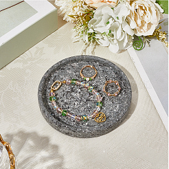 フラットラウンドセラミックジュエリーディスプレイトレイ1個  プレゼンテーションプレート  濃いグレー  121x17mm  内径：107mm&nbsp;AJEW-BBC0002-49A