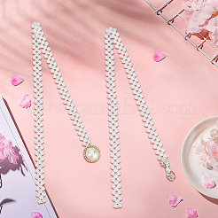 2Pcs 2 Styles Alloy Bowknot Resin Pearl Beaded Chain Belts&nbsp;AJEW-CY0001-82