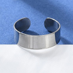 変色しない304ステンレススチール製カフリング  オープンリング  ワイドバンドリング  ステンレス鋼色  サイズ8  18mm  6mm&nbsp;X-STAS-T045-22A-P