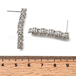 真鍮マイクロパヴェクリアキュービックジルコニアタッセルスタッドピアス  ラックめっき  長持ちメッキ  カドミウムフリー＆鉛フリー  プラチナ  33.5x6.5mm&nbsp;EJEW-P322-11P