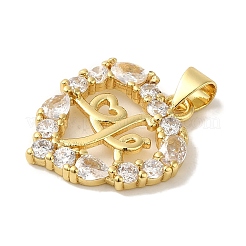 Rack Plating Brass Micro Pave Cubic Zirconia Pendants&nbsp;KK-P267-08G