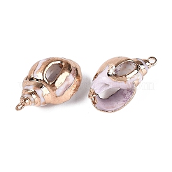 Electroplated Golden Brass Edged Natural Spiral Shell Pendants&nbsp;SSHEL-Q101-03