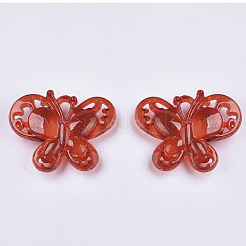 透明なアクリルパーツ  染め  蝶  ミックスカラー  25x32x8.5mm  穴：5x3mm  約210個/500g&nbsp;TACR-T015-102