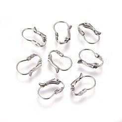 変色しにくい304ステンレススチールフレンチフックピアス金具  カン付き  ステンレス鋼色  16x11x3.5mm  穴：1mm  ピン：0.7mm&nbsp;LS-STAS-E460-04P