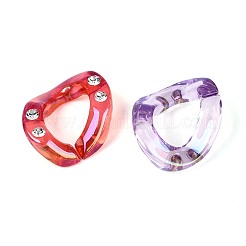 UVメッキ透明アクリル＆ラインストーンビーズ  虹色の  ツイスト  ミックスカラー  26x21x8mm  内径：15x10mm&nbsp;TACR-T029-02M