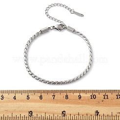 女性用304ステンレススチールロープチェーンブレスレット  ステンレス鋼色  6-1/2インチ（16.5cm）&nbsp;BJEW-Q051-04P