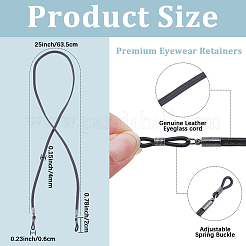 革製の眼鏡ネックレスストラップ  ゴム製ループの端を使って  ココナッツブラウン  705x4mm&nbsp;AJEW-CL0005-06A