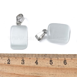 キャッツアイペンダント  201個のステンレススチール製金具付き  長方形  ステンレス鋼色  ゲインボロ  20x12x9mm  穴：7x4mm&nbsp;CE-P003-01P-12