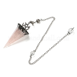 Natural Rose Quartz Chip & Resin Dowsing Pendulum Big Pendants&nbsp;G-H293-02P-13
