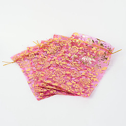 Rose Printed Organza Bags&nbsp;OP-R021-13x18-07