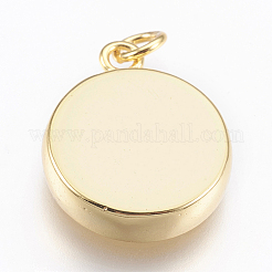 真鍮製チャーム  ドゥルージーレジンカボション付き  フラットラウンド  ゴールドカラー  銀  14x11.5x3mm  穴：2mm&nbsp;LS-KK-P145-G03-G