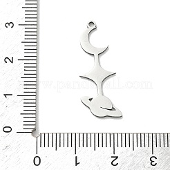 ステンレスペンダント201個  月、惑星、星のチャーム  ステンレス鋼色  27x10.5x1mm  穴：1.4mm&nbsp;STAS-B136-09P