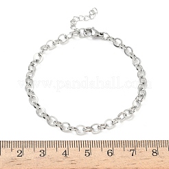 女性用304ステンレススチールローロチェーンブレスレット  ステンレス鋼色  6-3/4インチ（17.1cm）&nbsp;BJEW-Z152-01P