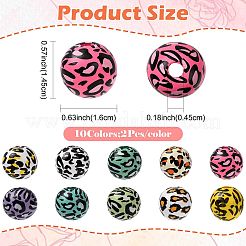 20Pcs 10 Colors Printed Wood Beads&nbsp;WOOD-FS0002-56