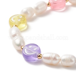 3Pcs 3 Style Natural Pearl & Polymer Clay Beaded Bracelets Set&nbsp;BJEW-TA00236