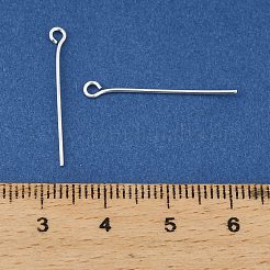 真鍮製アイピン  鉛フリー＆カドミウムフリー＆ニッケルフリー  銀  25x3x1mm  穴：1.6mm&nbsp;KK-H258-08A-S