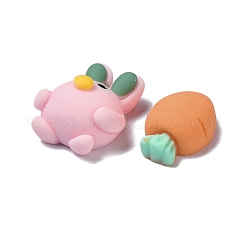 オペーク樹脂カボション  DIY装飾用  ウサギ＆大根  ミックスカラー  ウサギ：17x13x8mm  大根：13.5x8.5x8.5mm&nbsp;RESI-K012-11