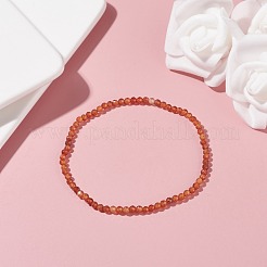 女の子の女性のための3mmの天然ガーネットビーズストレッチブレスレット  内径：2-1/4インチ（5.65cm）  ビーズ：3mm&nbsp;BJEW-JB07284-01
