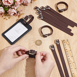 PUイミテーションレザー荷物タグストラップ  金属バックル付き  ココナッツブラウン  194x11.5x1.5~6.5mm&nbsp;FIND-WH0172-50B
