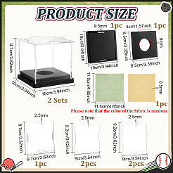 黒いベース付きの透明なアクリル製テニスディスプレイケース  正方形  透明  10x10x9.7cm&nbsp;ODIS-WH0030-299