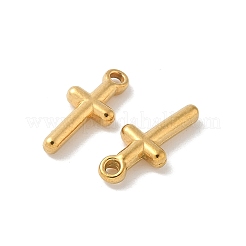 304ステンレススチールチャーム  イオンプレーティング（ip）  クロスチャーム  18KGP本金メッキ  15x6.5x2.5mm  穴：1.2mm&nbsp;STAS-F320-04G
