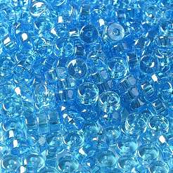 透明色光沢ガラスシードビーズ  コラム  ディープスカイブルー  6x3mm  穴：1.4mm  約2027個/ポンド&nbsp;SEED-E001-T3x6mm-A04