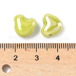 手作りの陶器ビーズ  光沢釉の磁器  ハート  10~10.5x11.5x6.5mm  穴：2mm&nbsp;PORC-C009-04A