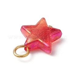 透明なアクリルパーツ  304ステンレススチールループ付き  スター  ミックスカラー  15x12x4mm  穴：3mm&nbsp;PALLOY-JF03549