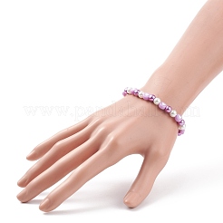 Acrylic Heart & Glass Pearl Beaded Stretch Bracelet for Women&nbsp;BJEW-JB08393