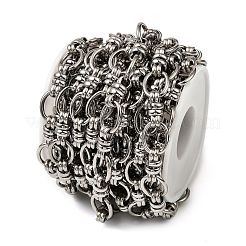 304ステンレススチール楕円リンクチェーン  溶接されていない  スプールで  ステンレス鋼色  15.5x12.5x2mmと16x7.5x7mm&nbsp;CHS-H114-10P