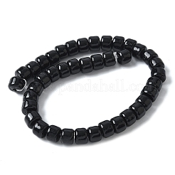 手作りランプワークビーズ連売り  ロンデル  ブラック  7.5x5.5mm  穴：1.5~1.8mm  約40個/連  9.35''（23.75センチメートル）&nbsp;LAMP-I030-02F