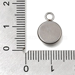 304ステンレススチールペンダントカボションセッティング  フラットラウンド  ステンレス鋼色  トレイ：8mm  13.5x10x2mm  穴：2mm&nbsp;STAS-F365-02C-P