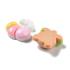 オペーク樹脂カボション  花と虹と熊  混合図形  ミックスカラー  13.5~25x17~21.5x5.5~8mm&nbsp;RESI-G084-02