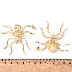 合金ラインストーンスタンドピアス  クモ  ゴールドカラー  69x68.5mm&nbsp;EJEW-P321-01G