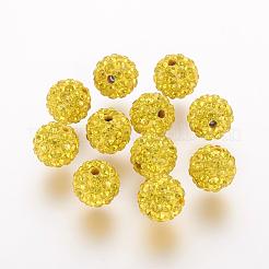 樹脂粘土ラインストーンビーズ  グレードA  ラウンド  パヴェボールディスコビーズ  ミックスカラー  8x7.5mm  穴：1.5~1.8mm&nbsp;RB-K050-8mm-C