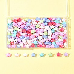 200個の不透明なアクリルビーズ  染め  ABカラー  多面カット  スター  ミックスカラー  10x11x7mm  穴：2mm  200pc&nbsp;TACR-FS0001-50