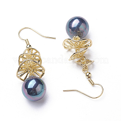 Synthetic Shell Pearl Dangle Earrings&nbsp;EJEW-P179-03G-03
