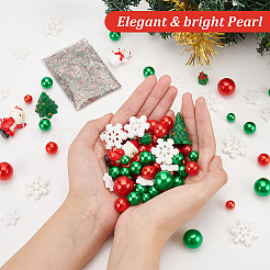 クリスマステーマの花瓶詰めDIY  サンタクロース＆スノーマン＆ツリーレジンディスプレイデコレーション＆カボションを含む  ラウンドプラスチックビーズ  ネイルアートパウダー  ミックスカラー&nbsp;DIY-BC0009-60